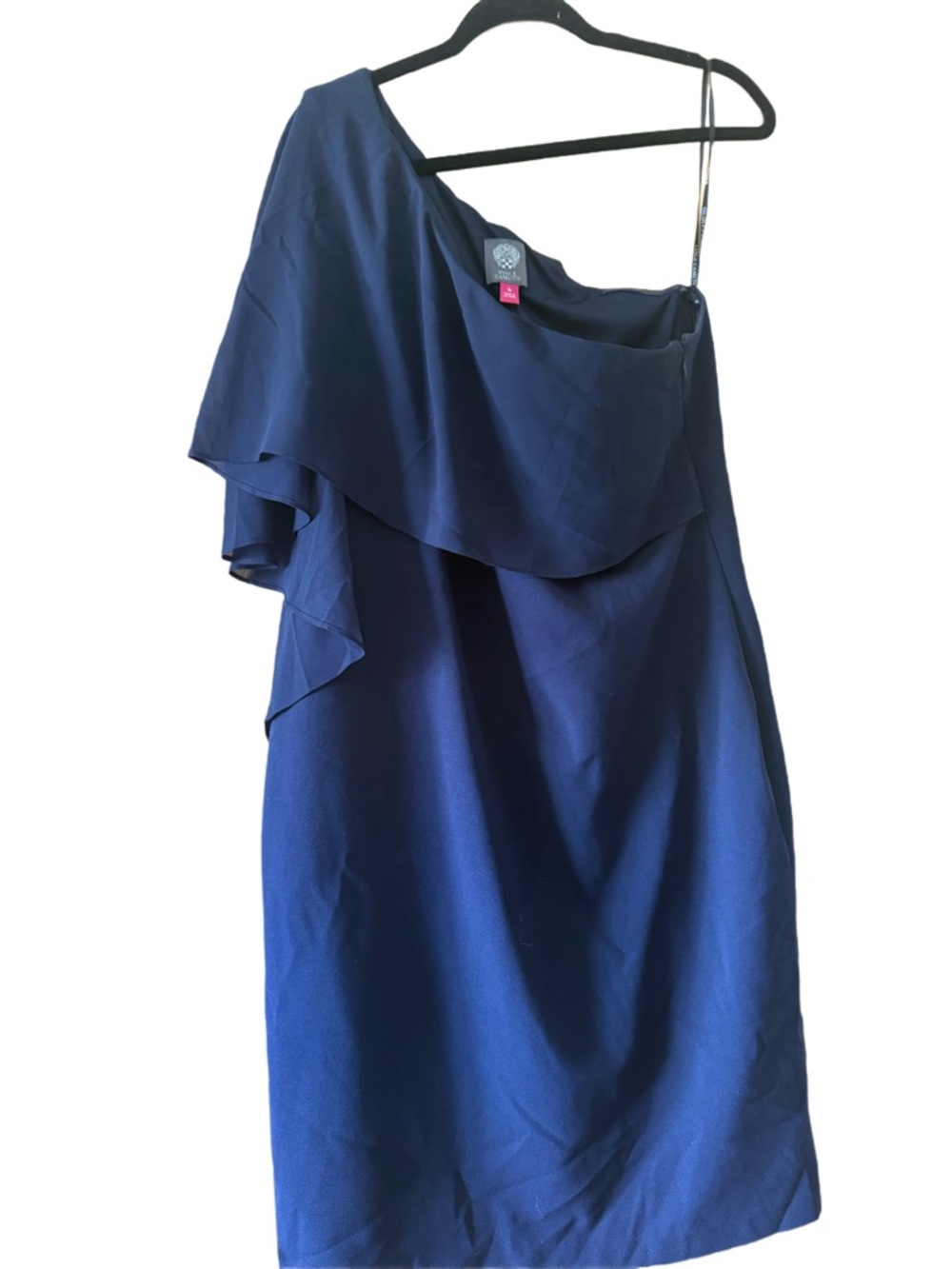 Vince Camuto One-Shoulder Ruffle Dress in Navy Blue